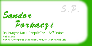 sandor porpaczi business card